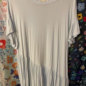 Light Blue Women's Ruffle Sleeve Dress
